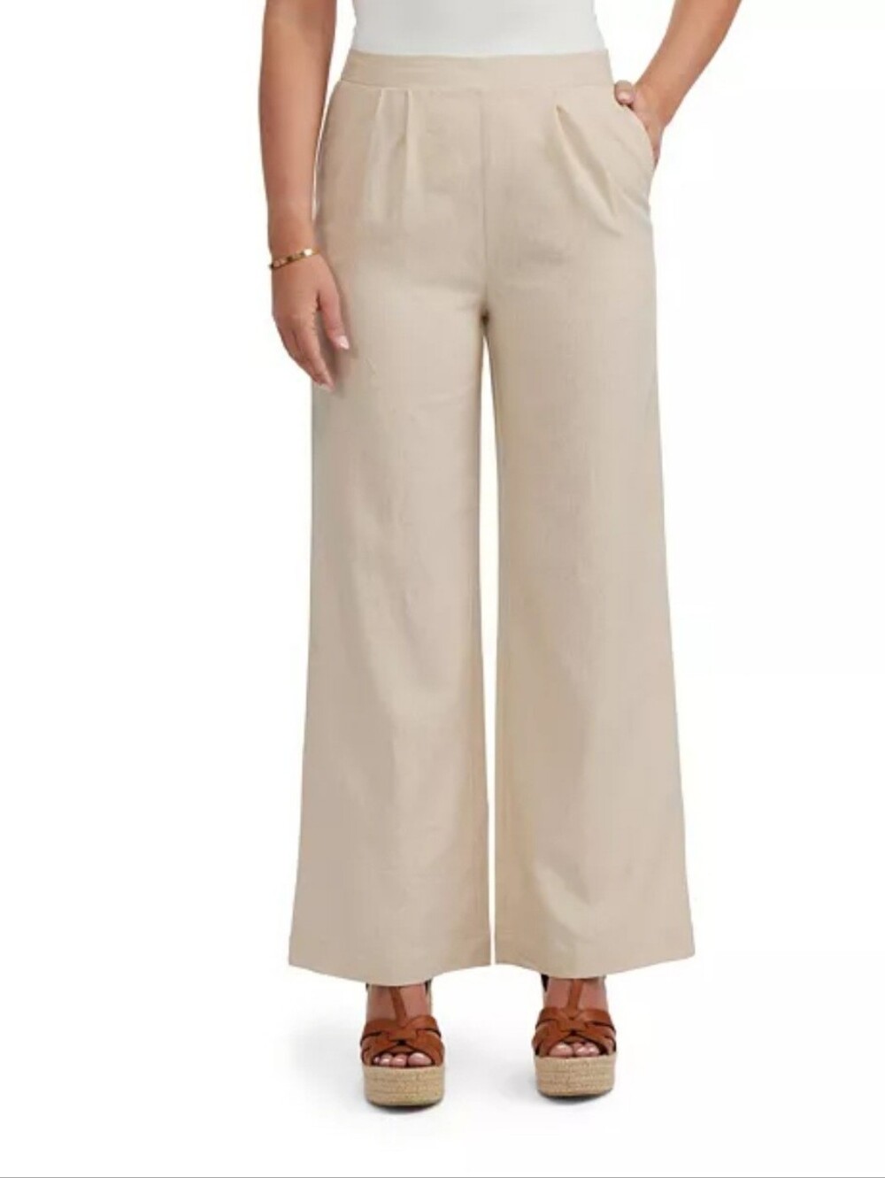 ELLEN TRACY | Wide-Leg Pull-On Linen Pants | Medium (Size 8-10) | NWT